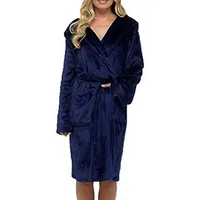 Damen-fleecebademantel Mit Kapuze, Aus Weichem Frottee, Ideal Für Die Nacht – Xl – Königsblau