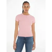 Tommy Jeans Damen T-Shirt »TJW SLIM ESSENTIAL RIB SS«, mit Logostickerei, Gr. XL (42), ballet pink, , 61431533-XL