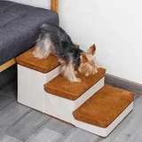 TITA-DONG 3-stufige Hundetreppe mit Aufbewahrungsbox, Haustiertreppe für Betten und Couch, Hundetreppe und Stufen für Kleine Hunde und Katzen, Kletterstufe, Haustieraufbewahrungsstufe und(Braun)