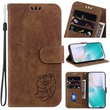 Handyhülle für Oneplus 8T Hülle Leder, Handy Oneplus 8T Tiger Hüllen, Leder Flip Etui Handytasche Schutzhülle für Oneplus 8T with Klapphülle Standfunktion Case braun