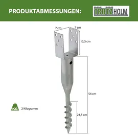 Trutzholm 6x U Profil Bodenhülse zum Einschrauben 7x7cm 67,5cm Länge feuerverzinkt für V... 6 Stück 7x7 cm