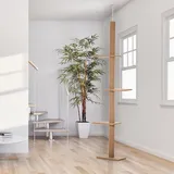 Kratzbaum deckenhoch höhenverstellbar, Katzenkratzbaum Kletterbaum, Spanplatte E1, Plüsch, Braun | 43x27x228–260 cm | 4 Plattformen | Deckenhal... - Braun