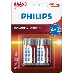 1x6 Philips Power Alkaline AAA Batterie Vorteilspack