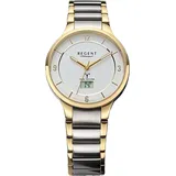 REGENT Damen Funkuhr Analog-Digital Metallarmband Silber Gold URFR288