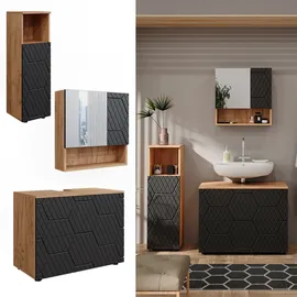 Vicco Badmöbel-Set Irma Eiche Anthrazit 4-teilig Midischrank