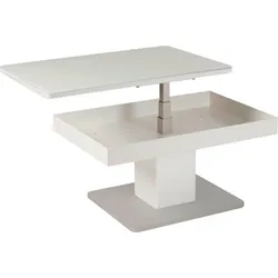 Beistelltisch VIERHAUS "Lucia", weiß, B:90cm H:43cm T:60cm, Tische, Couchtisch Eckige Couchtische Holz-Couchtische, Ilse Hydrolift Mechanik ausgestattet, Ablagefach