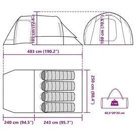 vidaXL Tunnelzelt 4 Personen Blau