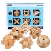 HYMAN 6 Stk Holz Knobelspiele Brainteaser 3D Puzzle Denkspiel Adventskalender Inhalt für Kinder und Erwachsene