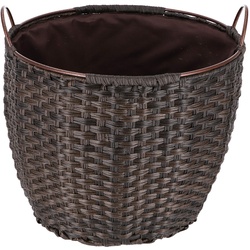 Kaminholzkorb „Rattan“ 68 Liter, Ø 48 cm, braun, Schmutzfang