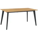 Mid.you Ausziehtisch, Schwarz, Eiche, Metall, Holzwerkstoff, rechteckig, Flachrohr, 90x76x160-200 cm, ausziehbar, Esszimmer, Tische, Esstische, Esstische ausziehbar