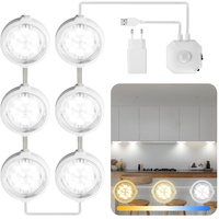 Meiyue Unterbauleuchte Küche LED, 6 Stück Unterbauleuchte Küche Schrankbeleuchtung mit Bewegungsmelder, 3-Farben, 4-Timing, Sensorleuchte Schranklicht Schrankleuchten für Küche, Schrank, Treppe