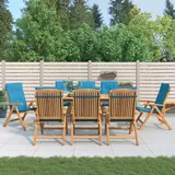 vidaXL Gartenstühle mit Auflagen 8 Stk. Massivholz Teak