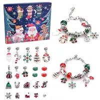 DIY Halskette Weihnachten Adventskalender,Adventskalender 2023 Kinder Mädchen DIY Armbänder,Bettelarmband Adventskalender,Schmuck-Adventskalender Countdown DIY Charms Armband