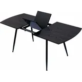 Trisens Esstisch Sabina ausziehbar 140-180 x 80 cm 6-10 Personen Küchentisch mit Metallgestell für Küche, Esszimmer Holz Optik, Farbe:Schwarz