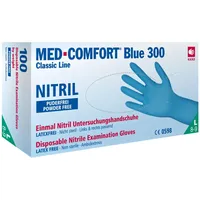 AMPri MED-COMFORT BLUE 300 Lange Nitril-Untersuchungshandschuhe puderfrei, blau
