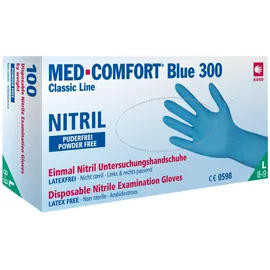 AMPri MED-COMFORT BLUE 300 Lange Nitril-Untersuchungshandschuhe puderfrei, blau