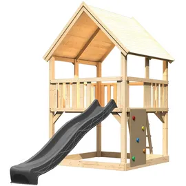 Karibu Kinderspielturm Luis mit Wellenrutsche Anthrazit