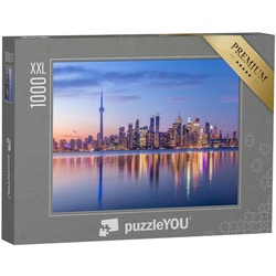 puzzleYOU Puzzle Puzzle 1000 Teile XXL „Skyline von Toronto mit violettem Licht, Kanada, 1000 Puzzleteile, puzzleYOU-Kollektionen Toronto