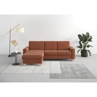 Home Affaire Ecksofa HOME AFFAIRE "Summer L-Form", rosa (kupfer), B:249cm H:91cm T:164cm, 95% Polyester, 5% Polyamid, Sofas, Ecksofa, mit Recamiere, mit oder ohne Bettfunktion und Bettkasten, Cord-Bezug