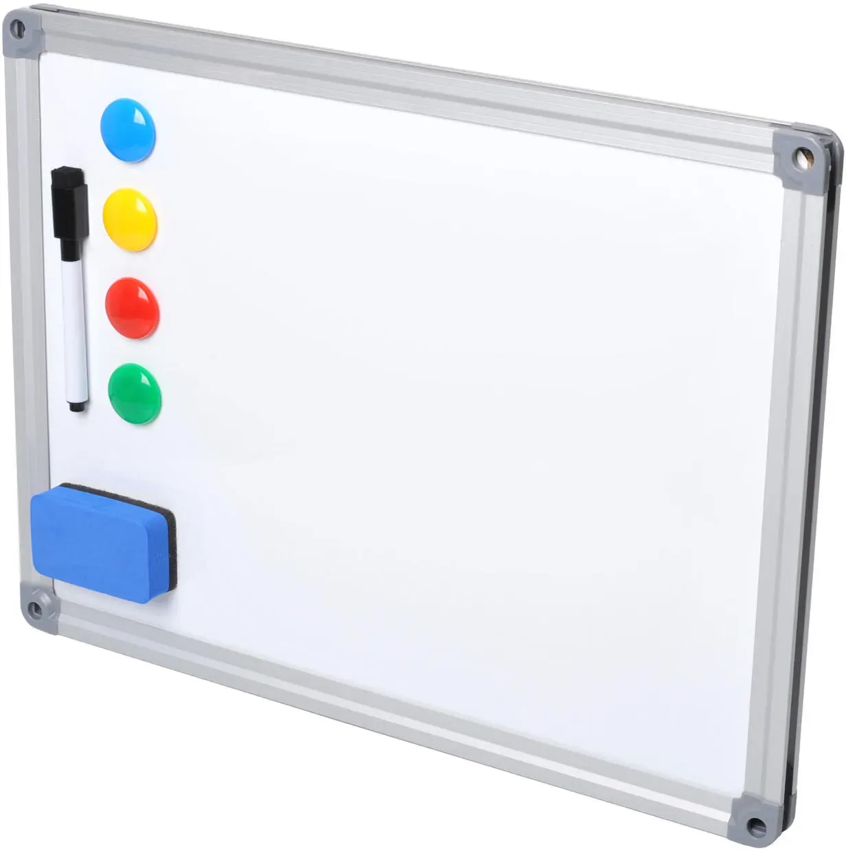 Whiteboard Magnettafel Memoboard, 40 x 30cm, inkl. 4 Magnete, weiß mit Alurahmen