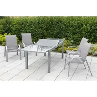 Merxx 5-teilig Amalfi Set 4 Amalfi Stapelsessel 1 Ausziehtisch 160 (220) x 90 cm