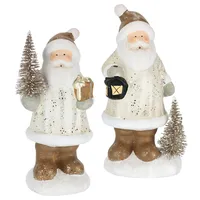 I.GE.A. Dekofigur I.GE.A. "Nikolaus aus Keramik, 2er Set", gold (weiß, gold), B:7cm H:21cm, Keramik, Dekofiguren, Mit Baum Laterne Geschenk Figur Dekoration Weihnachtsdeko