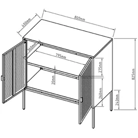 [en.casa] Sideboard Castelli 82,5 x 80 x 40 cm Weiß Stahl