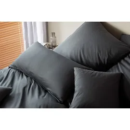 ELEGANTE Bettwäsche Cord gestreift anthrazit 155 x 220 cm + 80 x 80 cm