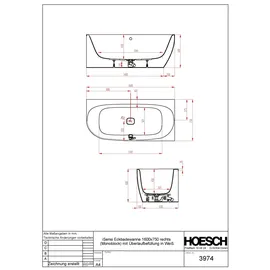 Hoesch iSensi Eckbadewanne 160 x 75 cm 3974.112