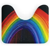 TKJMCSW Regenbogen-WC-Teppich, U-förmiger Badezimmerteppich, rutschfeste Badematten, waschbar, schnell trocknend, Toilettenvorleger, super saugfähig, ultradünn, WC-Matten für Badezimmer, 50,8 x 40,6