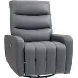 Homcom Elektrischer Relaxsessel Fernsehsessel mit Liegefunktion, Schaukelfunktion, USB- und USB-C-Anschlüsse Drehbar Liegesessel mit Verstellbarem Rückenlehne, Grau