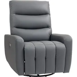 Homcom Elektrischer Relaxsessel Fernsehsessel mit Liegefunktion, Schaukelfunktion, USB- und USB-C-Anschlüsse Drehbar Liegesessel mit Verstellbarem Rückenlehne, Grau