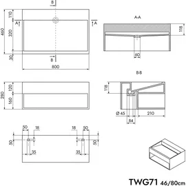 Bernstein Wandwaschbecken Twg71 Mineralguss Weiß matt 80cm