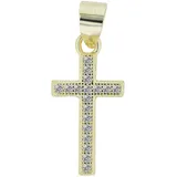 Kettenanhänger ADELIA ́S "Damen Anhänger – Kreuz Kreuzanhänger aus 925 Silber mit Zirkonia", gold, Schmuckanhänger, Damen, Silber 925 (Sterlingsilber), Kettenanhänger, Ein Geschenk, das Freude macht