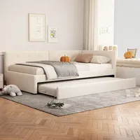 Chaiselongue 90x200cm, Chaiselongue mit Ausziehbett, Schlafsofa, Einzelbett (ohne Matratze), minimalistischer Stil, Beige