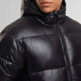 URBAN CLASSICS Glänzende Steppjacke mit Kapuze Winterjacken/Mäntel schwarz S