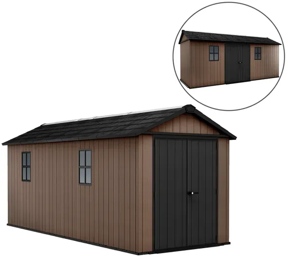 Keter Newton plus 7517/1775 - Gartenhaus - Mit Doppeltür und Fenstern - 230x539x246 cm