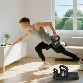 sportnow Kettlebell 3er Set 2,2kg, 4,5kg, 6,8kg Kugelhantel für Gymnastik, Schwarz