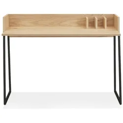 Kadima Design Computertisch Eiche-Optik  120cm  Vertikale Fächer, Rückwand, Kabelkanal  Beige-Schwarz  Industrial-Stil