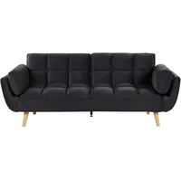 Beliani Schlafsofa 3-Sitzer ASBY Samtstoff Schwarz