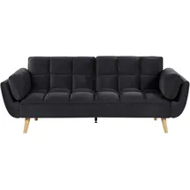 Beliani Schlafsofa 3-Sitzer ASBY Samtstoff Schwarz