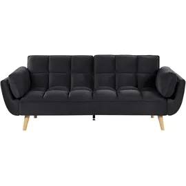 Beliani Schlafsofa 3-Sitzer ASBY Samtstoff Schwarz