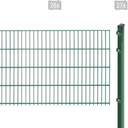 Doppelstabmattenzaun ARVOTEC "EXCLUSIVE 83 zum Einbetonieren", grün (dunkelgrün), H:83cm, Stahl, Kunststoff, Zaunelemente, Zaunhöhe 83 cm, Zaunlänge 2 - 60 m