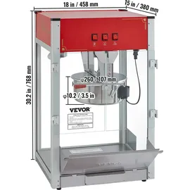 Vevor Popcornmaschine Popcornautomat Popcorngerät 1440 W Popcornmaschine, 12-oz-Kessel für 80 Tassen pro Ladung, Popcornmaschine für die Arbeits...