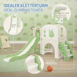 joyz Spielturm mit Rutsche und Basketballkorb Hellgrün Kunststoff