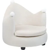 Beliani Kindersessel Samt beige Kronenform mit Bommeln Polstersessel rund