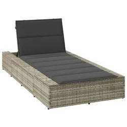 vidaXL Sonnenliege mit schwebender Auflage Hellgrau Poly Rattan