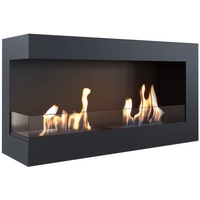 kratki Eckkamin Delta 900 x 280 mm | Wandkamin Bioethanol TÜV - Rheinland geprüft | Offen nach Links mit Verglasung 4 mm | Ideal für offene und Moderne Innenräume |