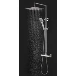 Brausegarnitur WELLTIME "Raindrop", grau (chromfarben), H:83cm T:45cm, Brausegarnituren, Überkopfbrauseset Duschsystem Duschsäule Brauseset Regendusche