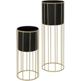 ML-Design Blumenständer 2er Set 21 x 46,7 / 24 x 70,5 cm Schwarz-Gold